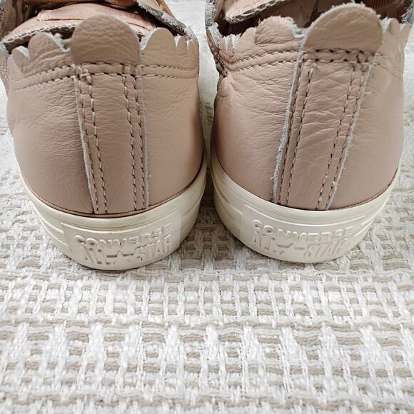 Converse Pink Leather Scalloped Sneakers Size 7 Lace-Up Shoes new - Picture 6 of 9